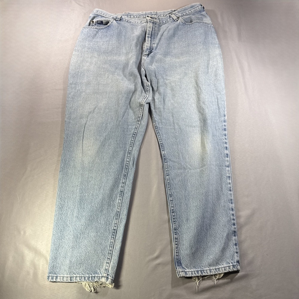 Lee Vintage Straight Leg Jeans Light Wash Blue Distressed Denim 38x30 Mens